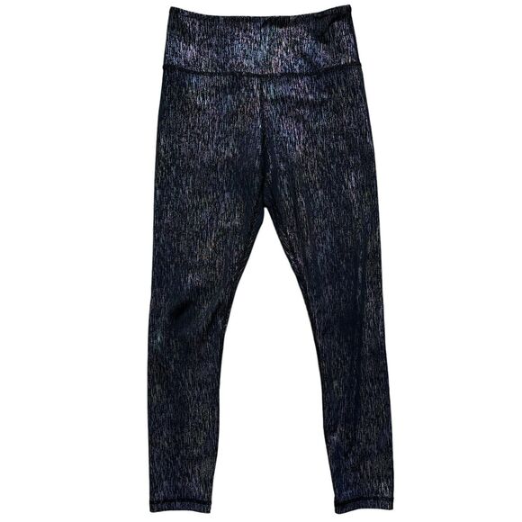 Zyia Active Women’s Size 4 Black Shimmer Leggings Mid Rise Stretch Cropped - Picture 1 of 6
